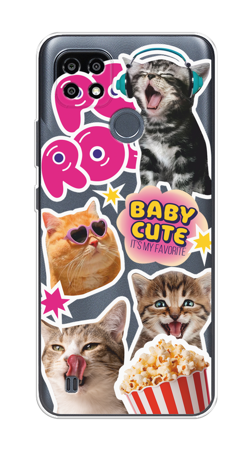 

Чехол на Oppo Realme C21Y/C25Y "Popcorn cats", Серый;коричневый;розовый, 256850-1