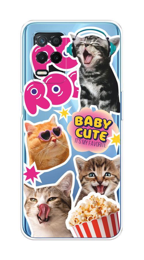 

Чехол на Realme 8 5G/Narzo 30 5G "Popcorn cats", Серый;коричневый;розовый, 257050-1