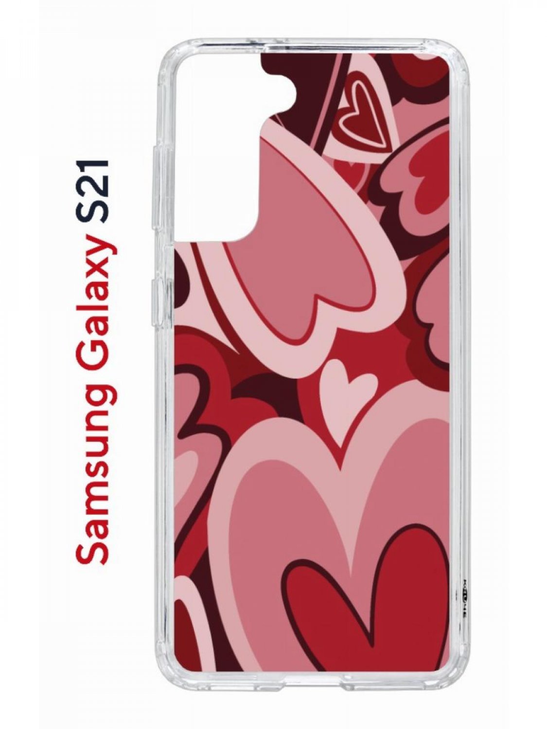 

Чехол на Samsung S21 Kruche Print Сердечки,противоударный бампер,с защитой камеры, Прозрачный;красный;бордовый;коричневый, Самсунг Галакси с21