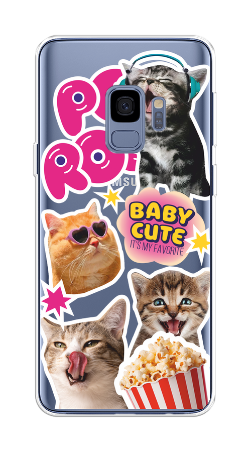 

Чехол на Samsung Galaxy S9 "Popcorn cats", Серый;коричневый;розовый, 25750-1