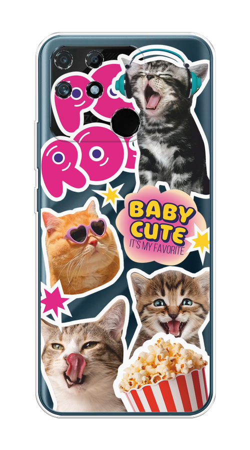 

Чехол на Realme Narzo 50A "Popcorn cats", Серый;коричневый;розовый, 258450-1