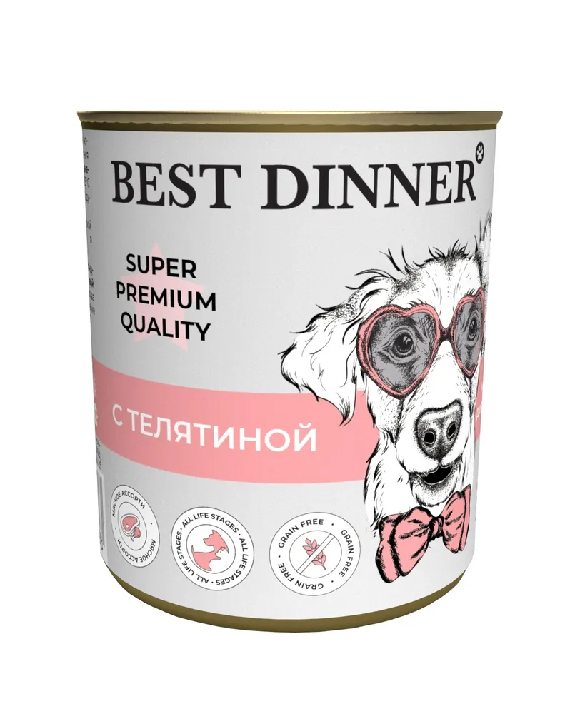 

Консервы для щенков Best Dinner Мясные деликатесы с телятиной, 340 г