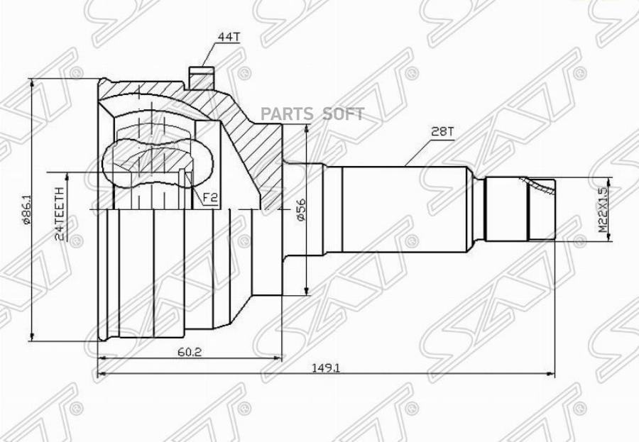 

Шрус Наружный Mazda Tribute/Ford Escape 96-02 Abs Sat арт. MA-41A44