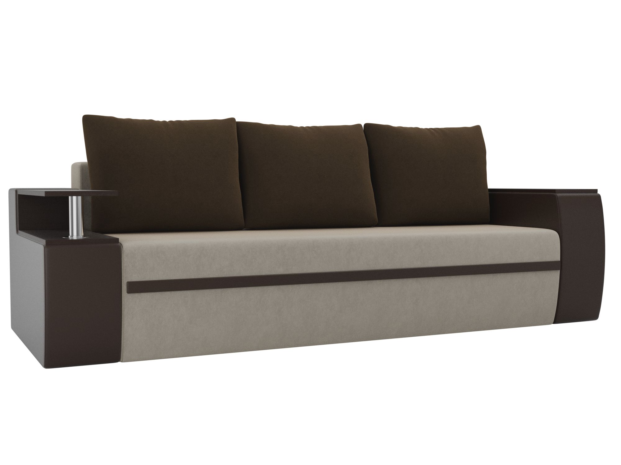 

Прямой диван Ричмонд микровельвет/экокожа/микровельвет бежевый/коричневый/коричневый, Прямой диван Ричмонд