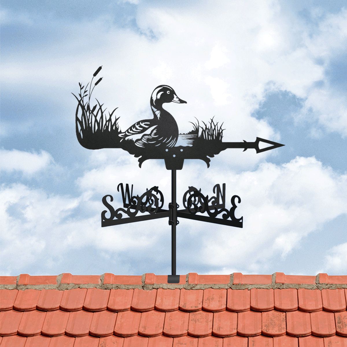 Флюгер на крышу ARNO Decor Уточка 80х40 см, черный