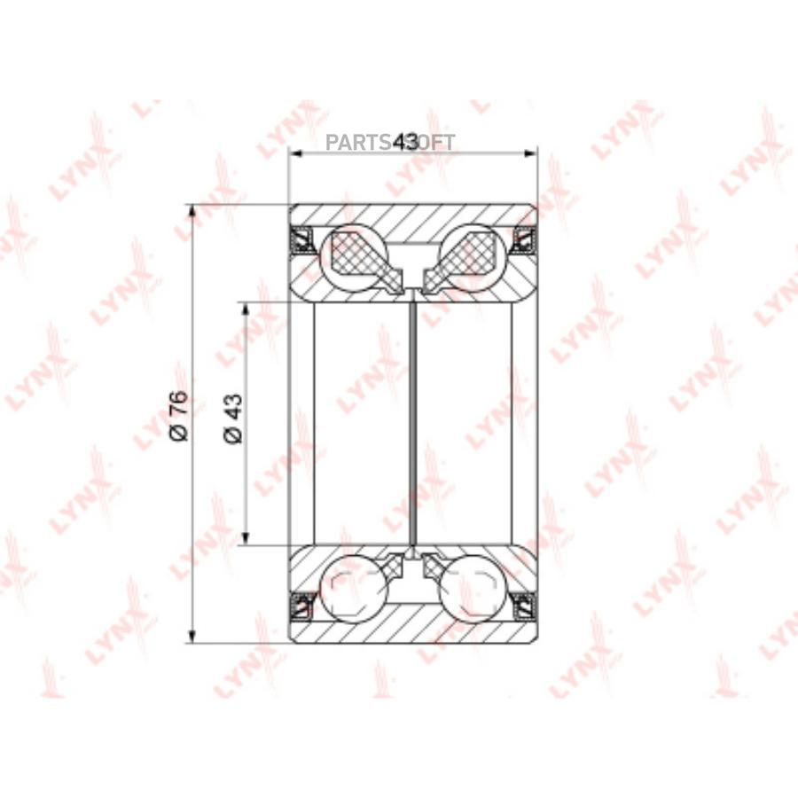 

Подшипник ступицы передний (43x43x76)