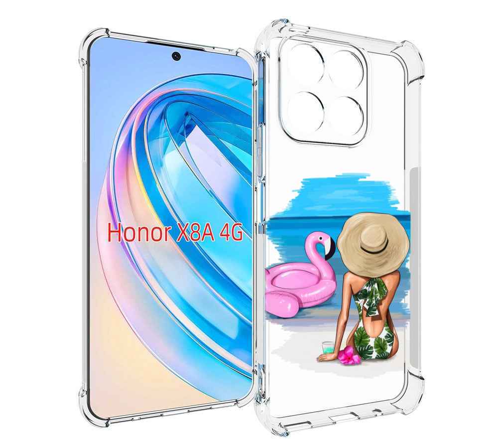 

Чехол MyPads Девушка-и-фламинго женский для Honor X8a, Tocco