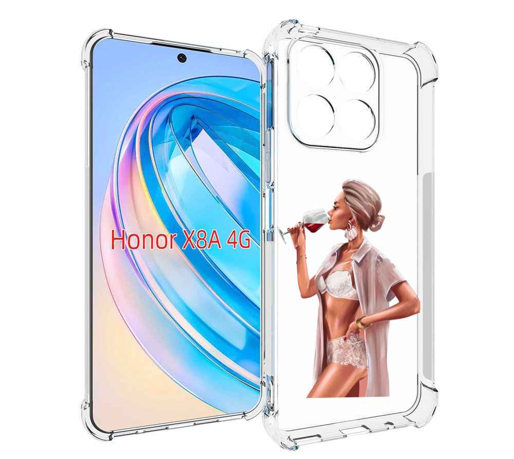 

Чехол MyPads Девушка-с-вином женский для Honor X8a, Tocco