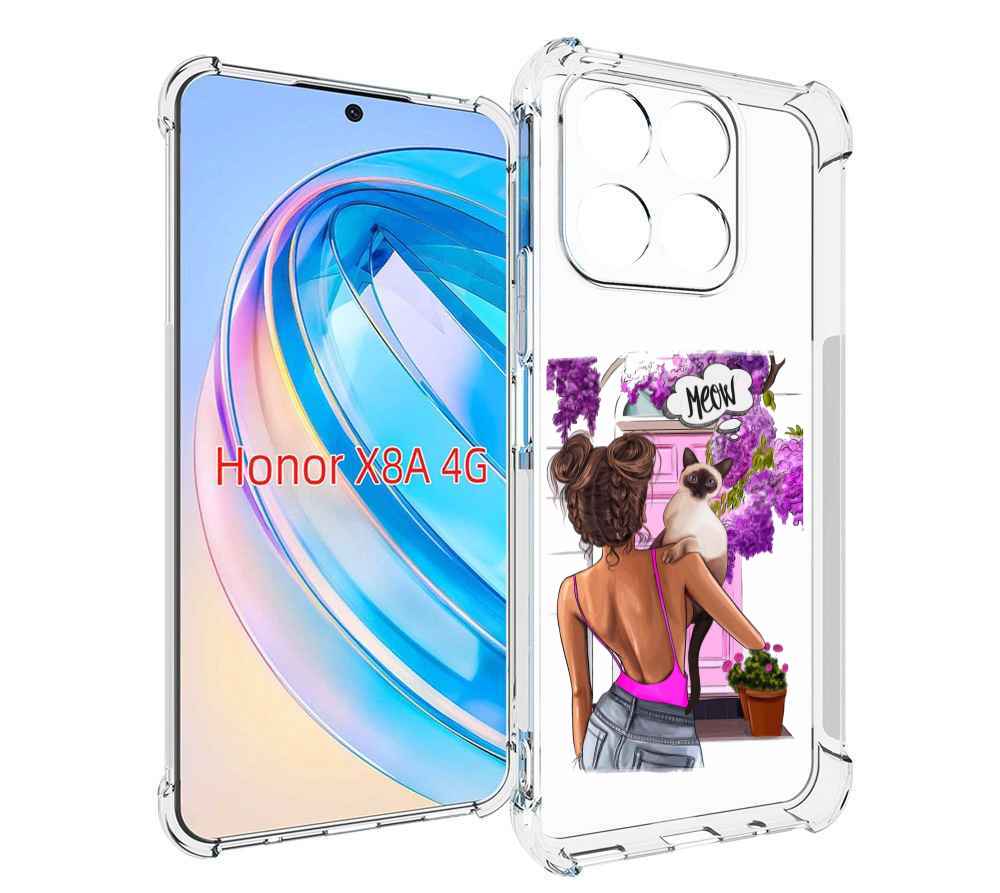 

Чехол MyPads Девушка-с-котиком женский для Honor X8a, Tocco