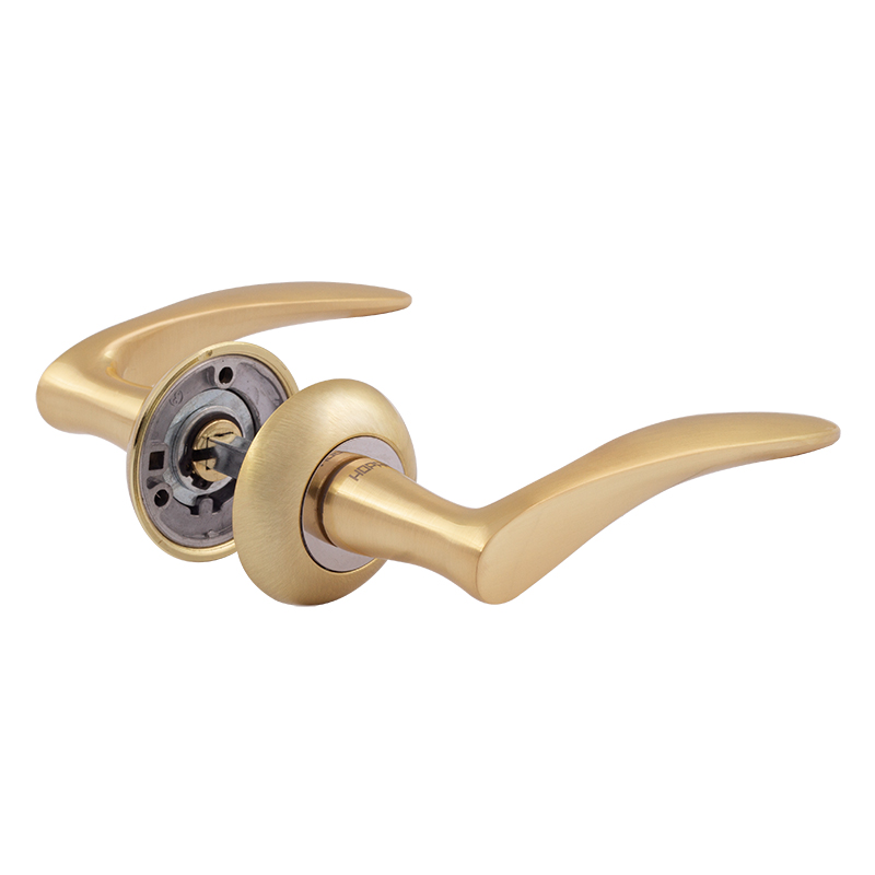 Ручка дверная межкомнатная на розетке НОРА-М 38А AL, комплект, матовое золото