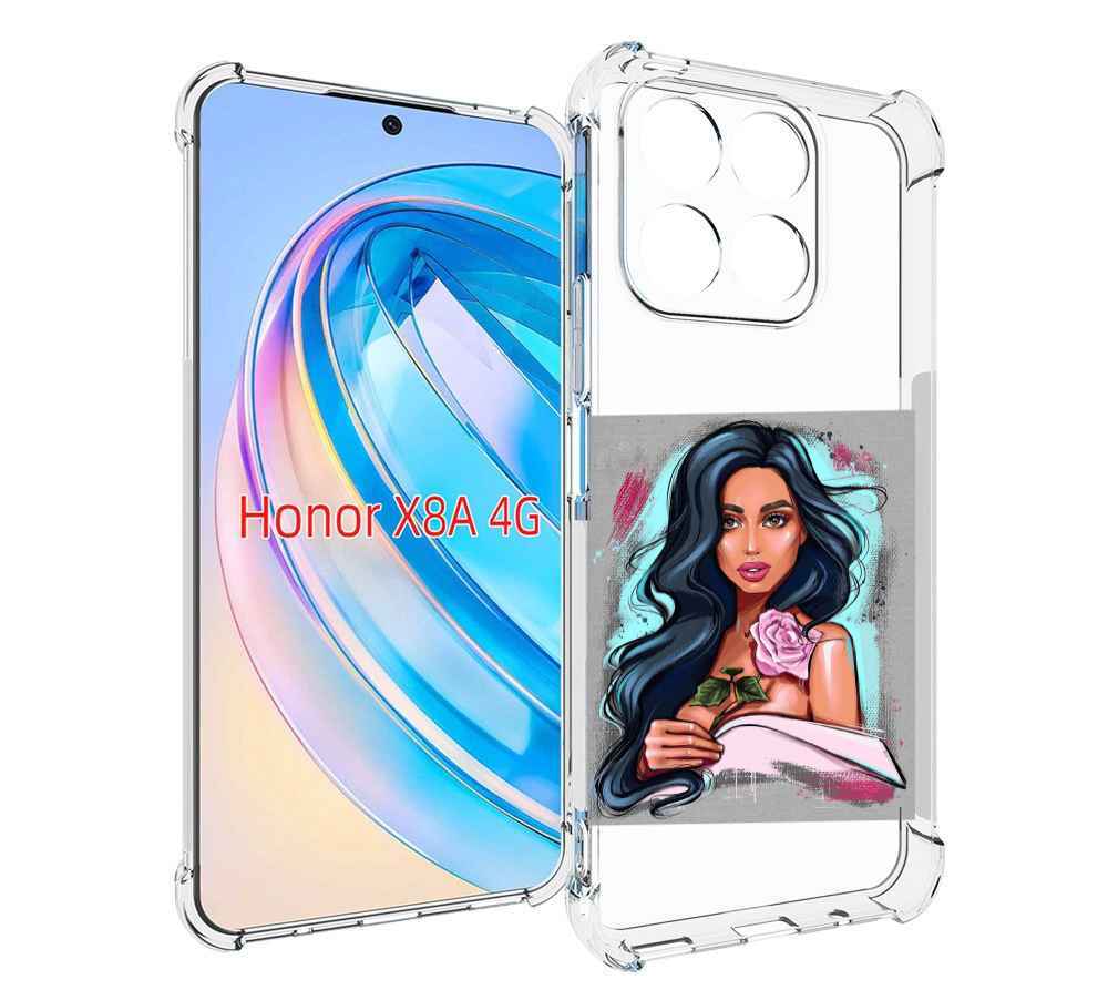 

Чехол MyPads Девушка-с-розовой-розочкой женский для Honor X8a, Tocco