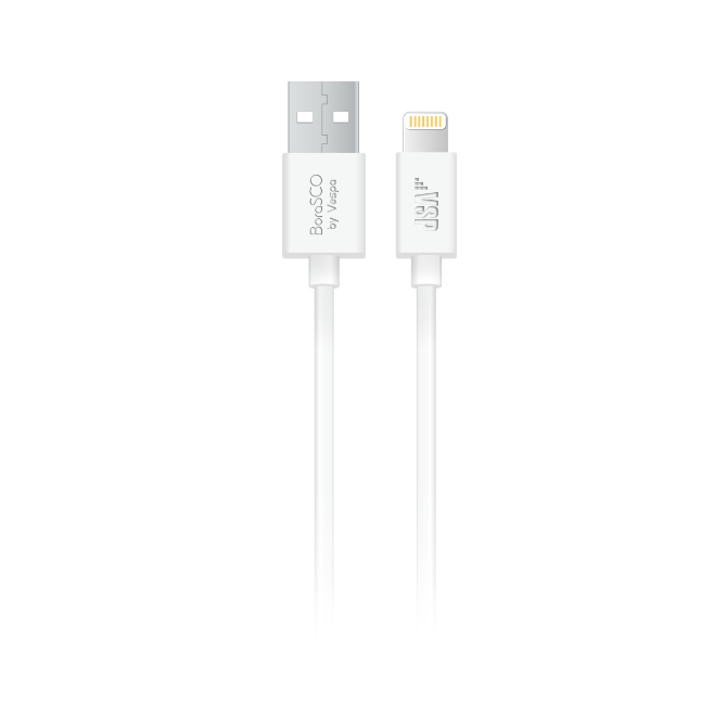 BoraSCO Дата-кабель USB - 8 pin, 1м, белый, BoraSCO