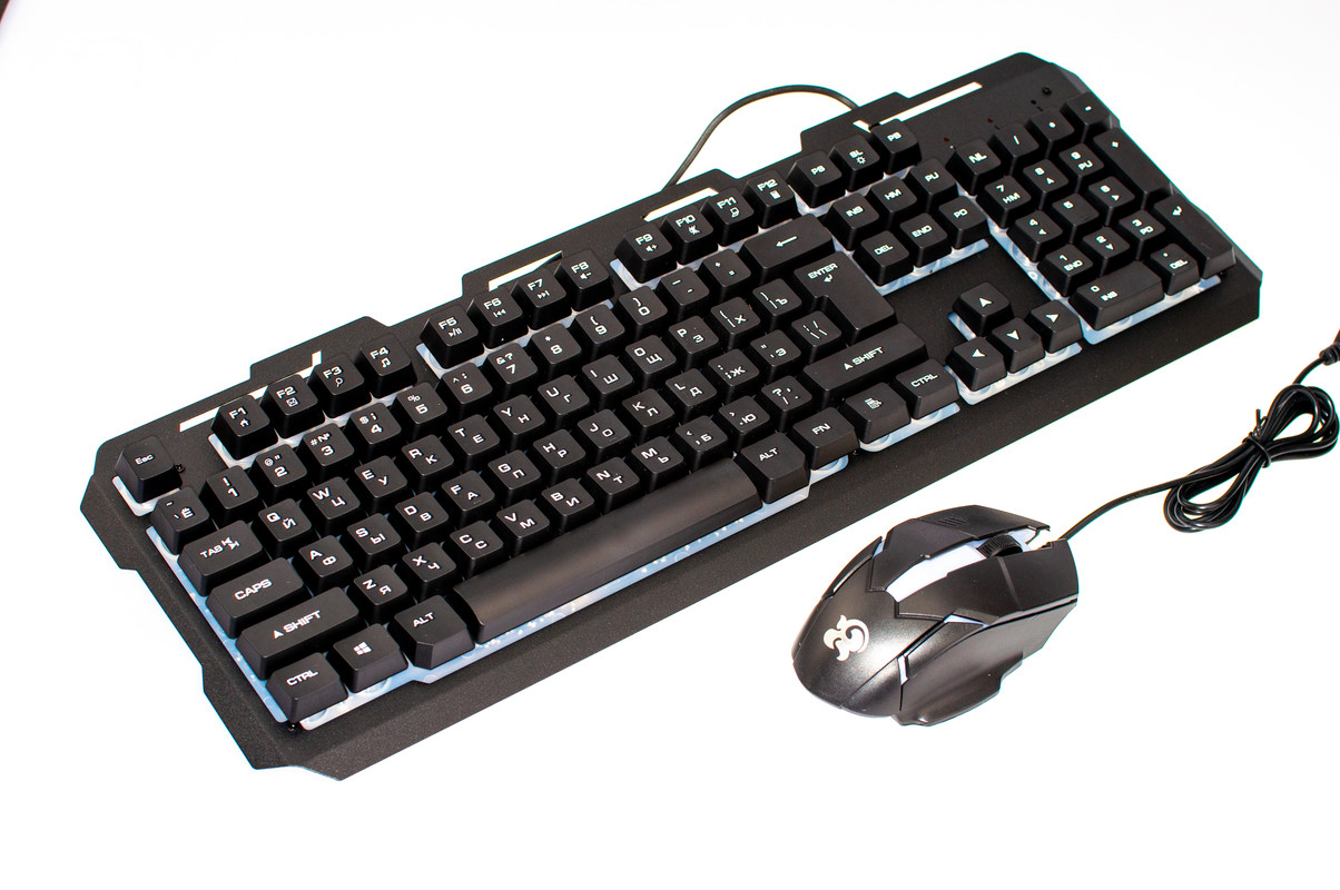 Комплект: проводная клавиатура, металлическая с подсветкой +мышь 1600dpi Pro Legend PL5854