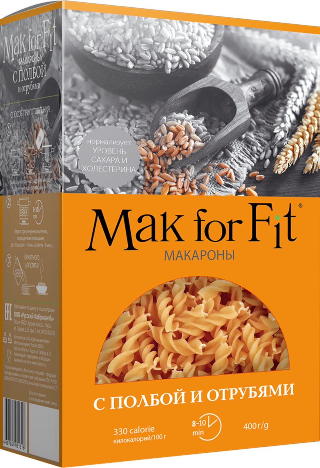 

Макаронные изделия Mak For Fit Спирали с полбой и отрубями 400 г