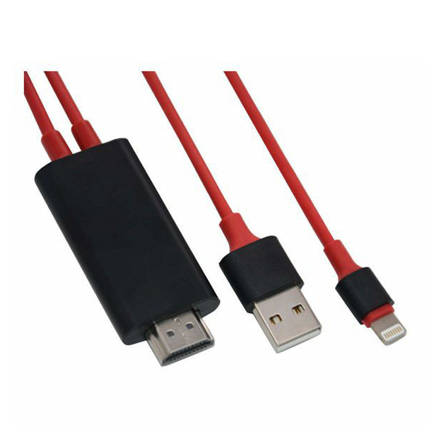 Кабель для компьютера Apple 8 pin Lightning to HDMI 1.8 метра красный