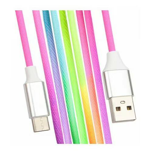 фото Кабель lp usb type-c rainbow fabric coating радужная оплетка