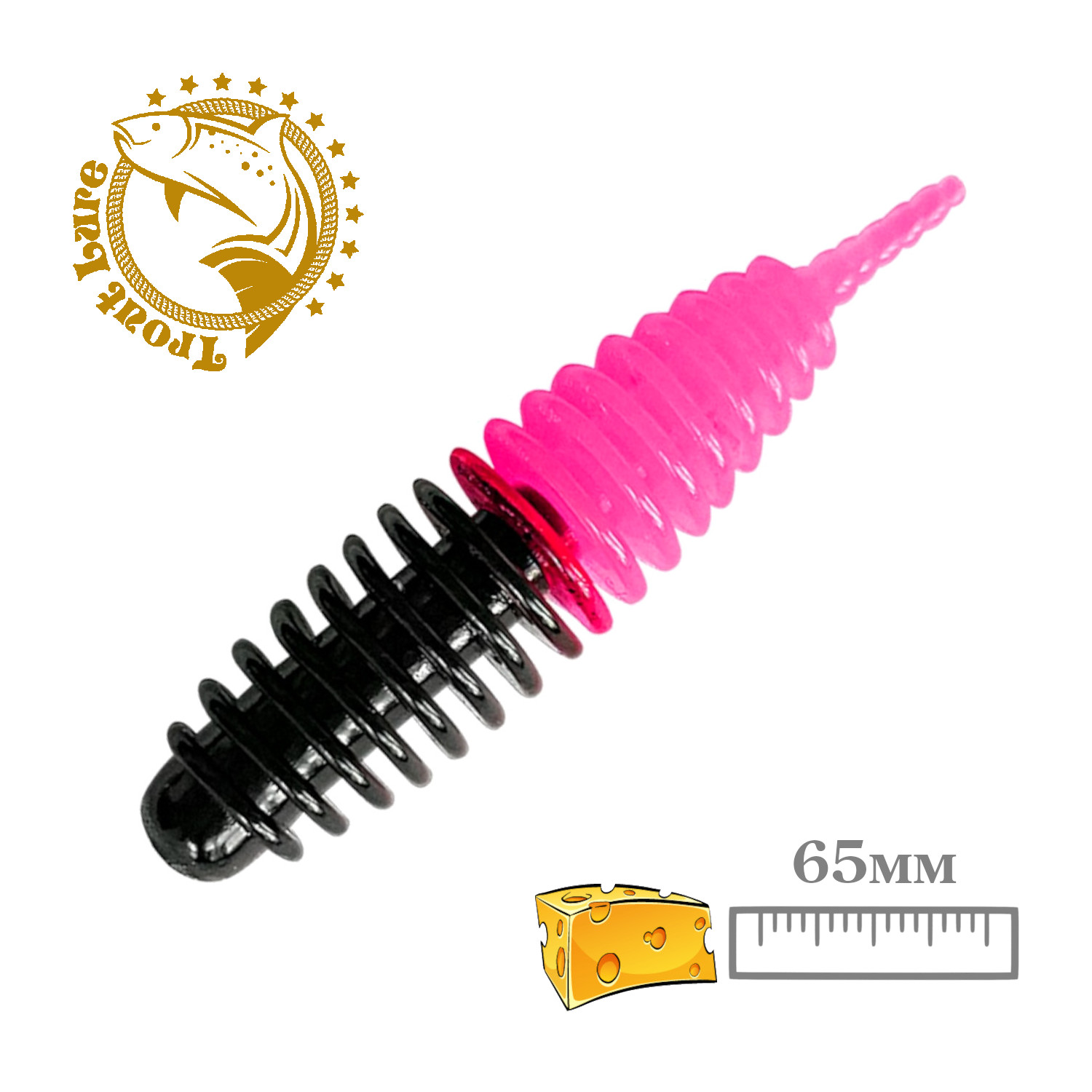 Силиконовая приманка SANSAN trout lure в банке plamp 65 сыр col17 black-pink, 10шт