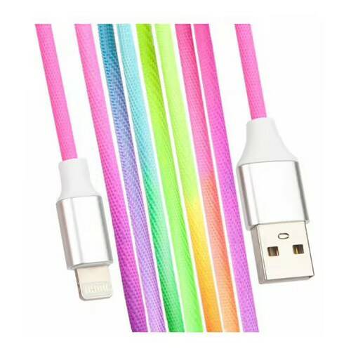 фото Кабель lp для apple 8 pin rainbow fabric coating радужная оплетка