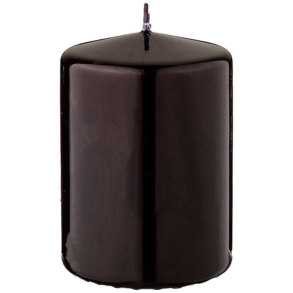 Свеча столбик Adpal 10х7 см, 4 шт, черный лакированный