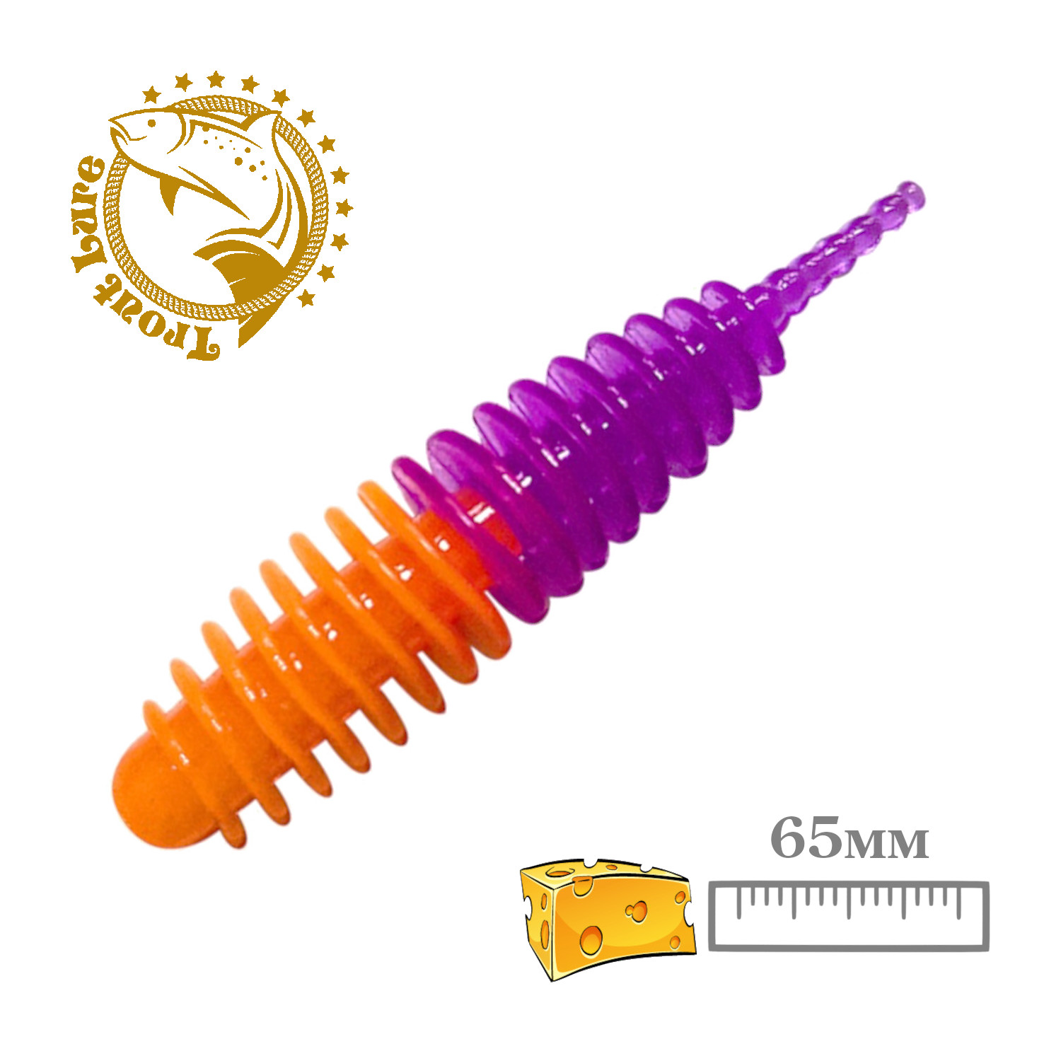 

Силиконовая приманка SANSAN trout lure в банке plamp 65 сыр col25 orange-purple, 10шт, Разноцветный, PLAMP 65