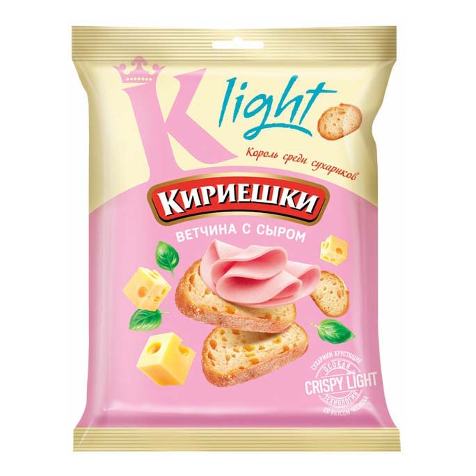 

Сухарики пшенично-кукурузные Кириешки Light ветчина с сыром 33 г