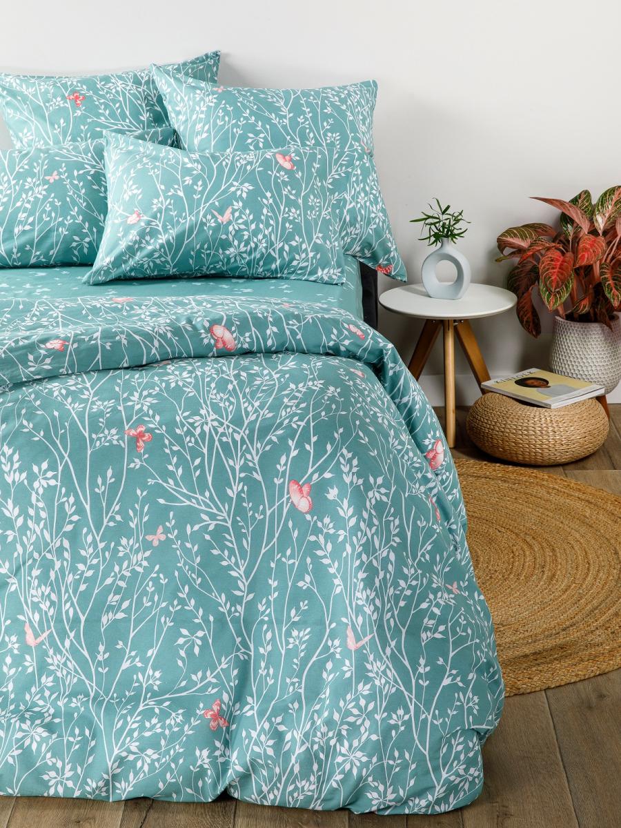 

Комплект постельного белья Ночь Нежна Баттерфляй семейный, поплин, голубой, Баттерфляй