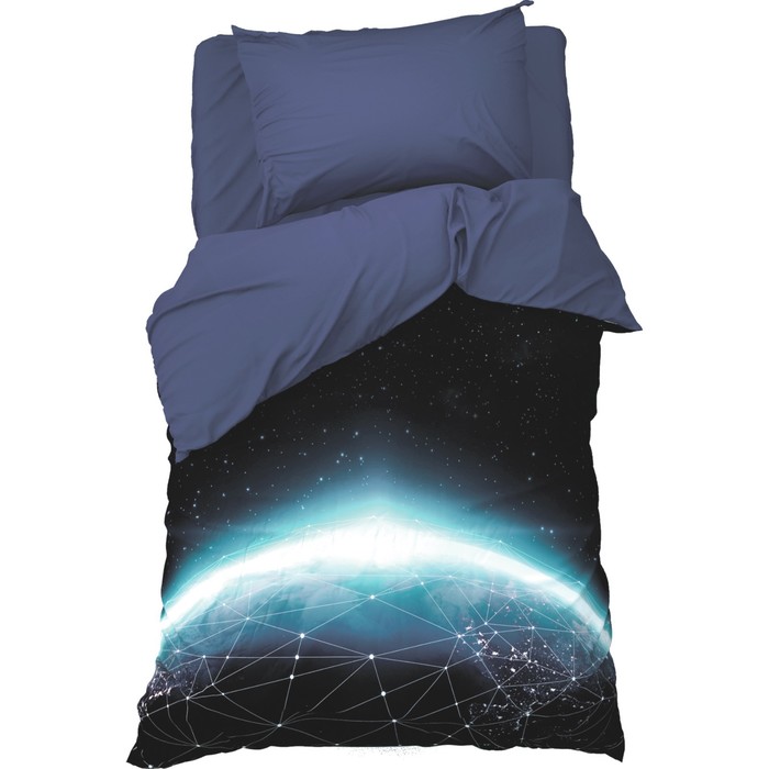 

Постельное бельё 1.5сп Этель Бесконечность 145x210, 150x210, 50x70 -1 шт, поплин, Синий, Бесконечность