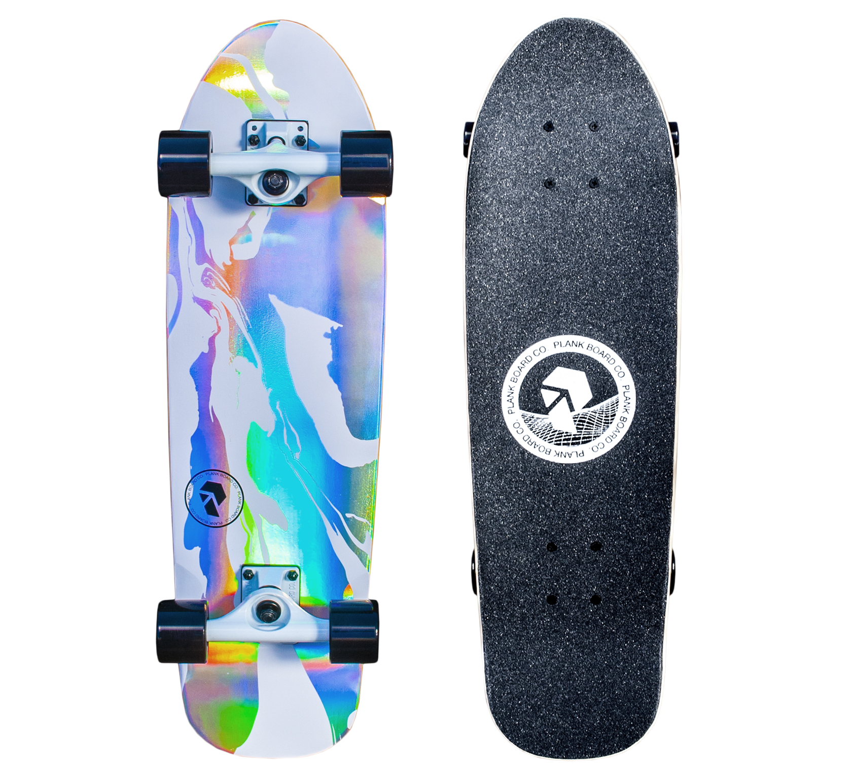 Скейтборд Plank Holo 72х20,3 см, перламутровый голубой