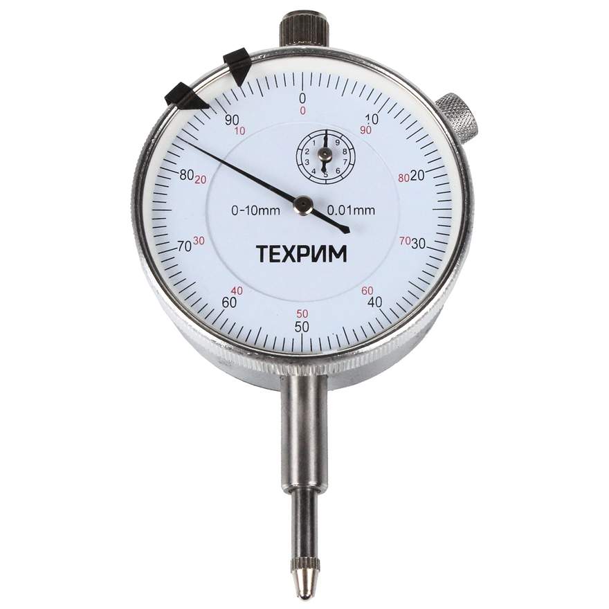 Индикатор ТЕХРИМ T050022 часового типа ИЧ 0-10 мм, 0,01 мм, с ушком индикатор часового типа с ушком micron ич 0 2 0 01 мик 96324