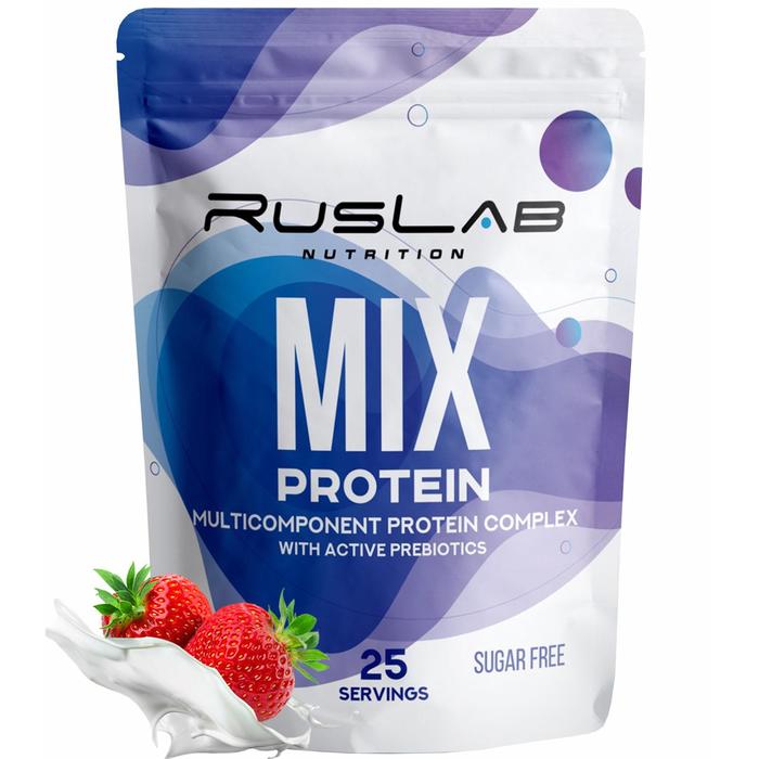 

Протеин RusLabNutrition MIX Protein Клубника со сливками, 800 г