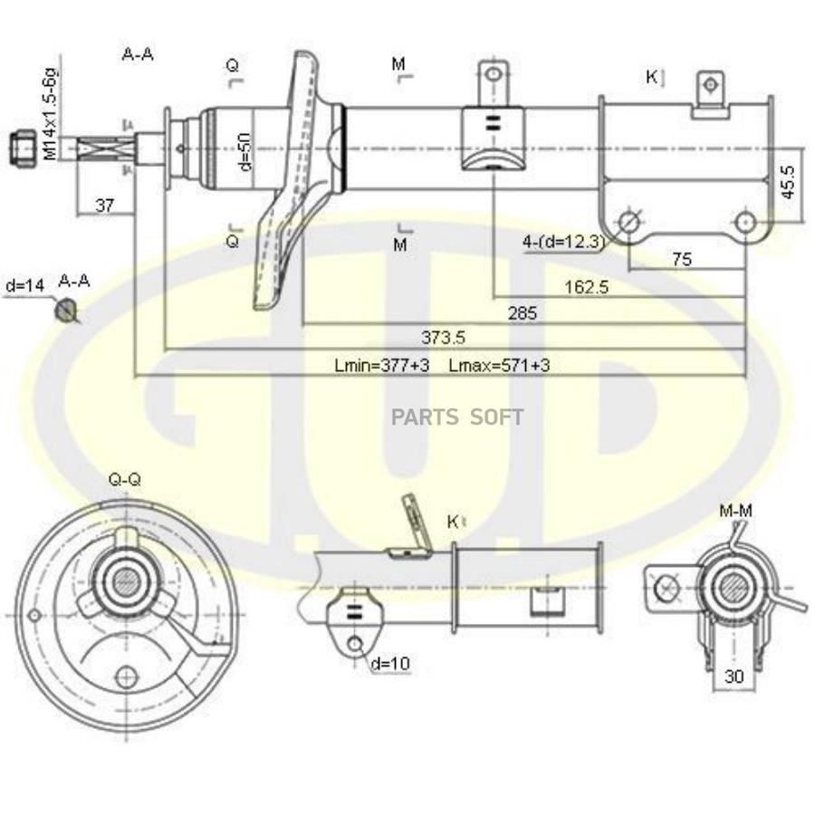 GUD Амортизатор зад газ l toy corolla 92-97 стойка