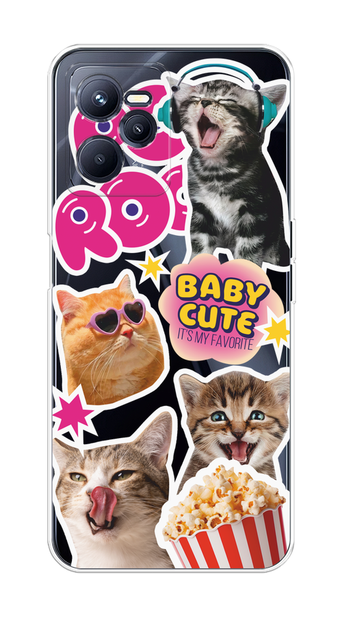 

Чехол на Realme C35 "Popcorn cats", Серый;коричневый;розовый, 259250-1