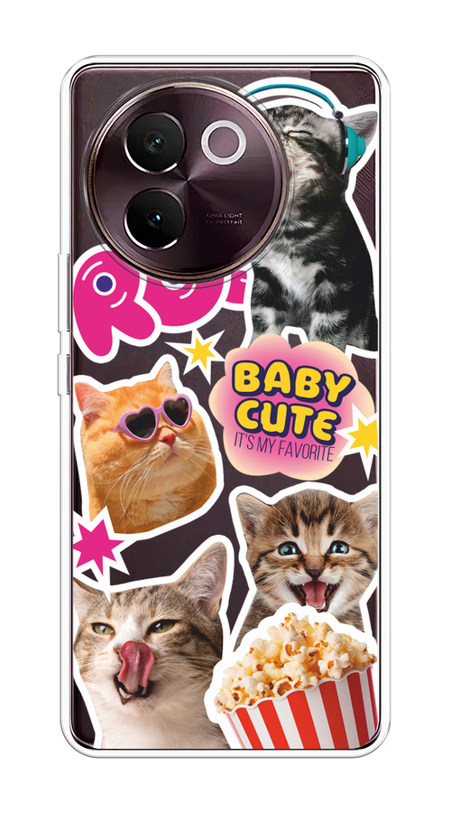 

Чехол на Vivo V30e "Popcorn cats", Серый;коричневый;розовый, 2610550-1