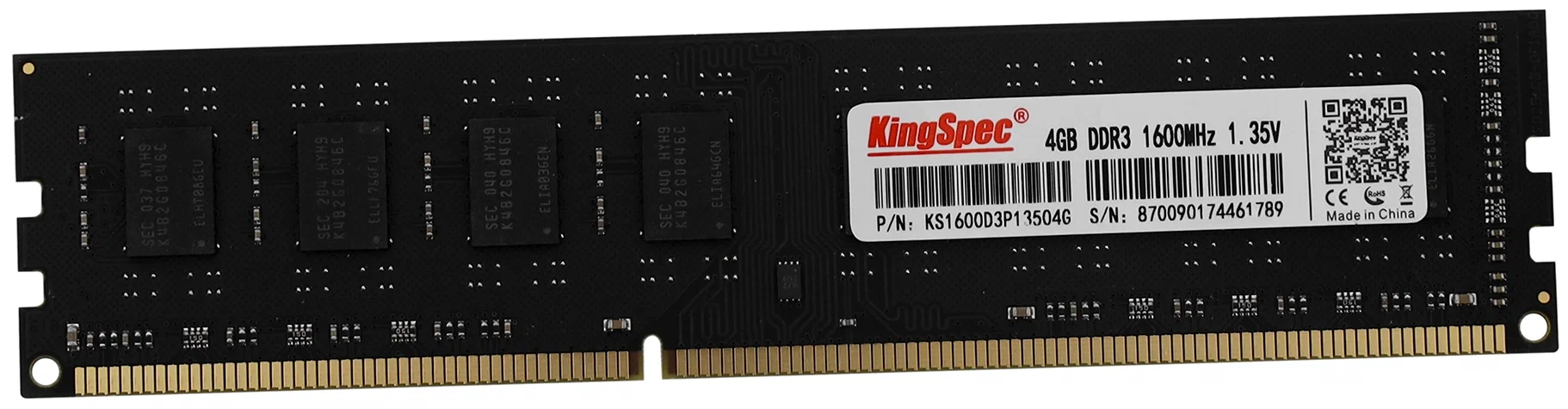 Память Kingspec DDR3 4Gb 1600MHz KS1600D3N13504G RTL PC3-12800 CL11 SO-DIMM 204-pin 1.35В