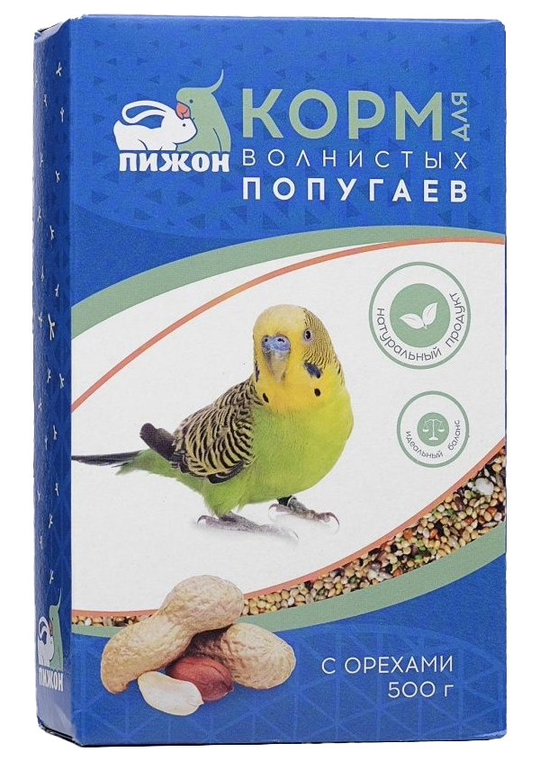 

Сухой корм для волнистых попугаев Пижон с орехами, 500 г