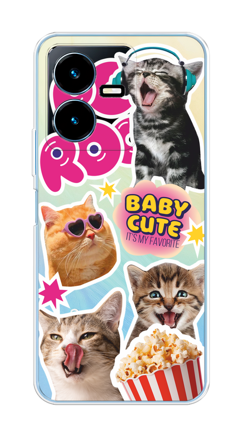 

Чехол на Vivo Y22 "Popcorn cats", Серый;коричневый;розовый, 267550-1