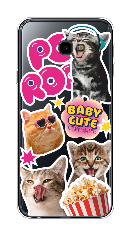 

Чехол на Samsung Galaxy J4 Plus 2018 "Popcorn cats", Серый;коричневый;розовый, 26850-1