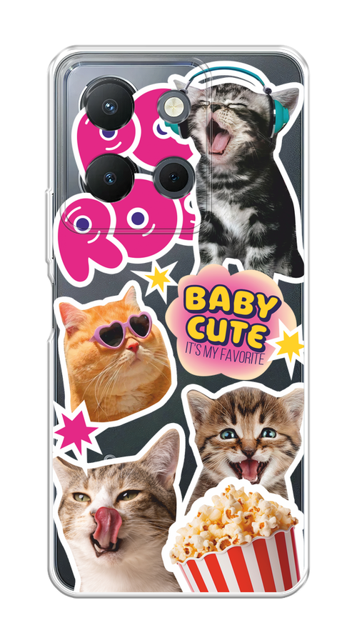 

Чехол на Vivo Y36 4G "Popcorn cats", Серый;коричневый;розовый, 269250-1