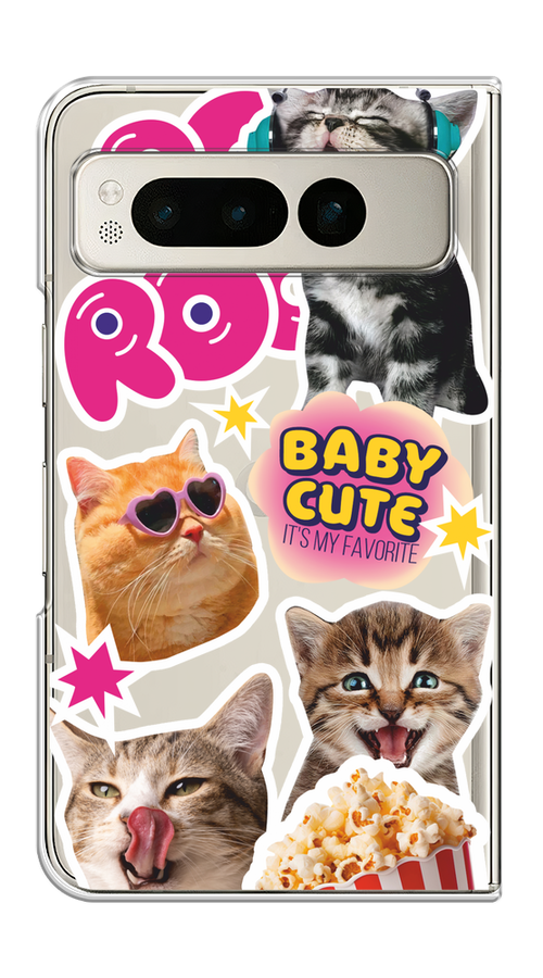 

Чехол на Google Pixel Fold "Popcorn cats", Серый;коричневый;розовый, 271850-1