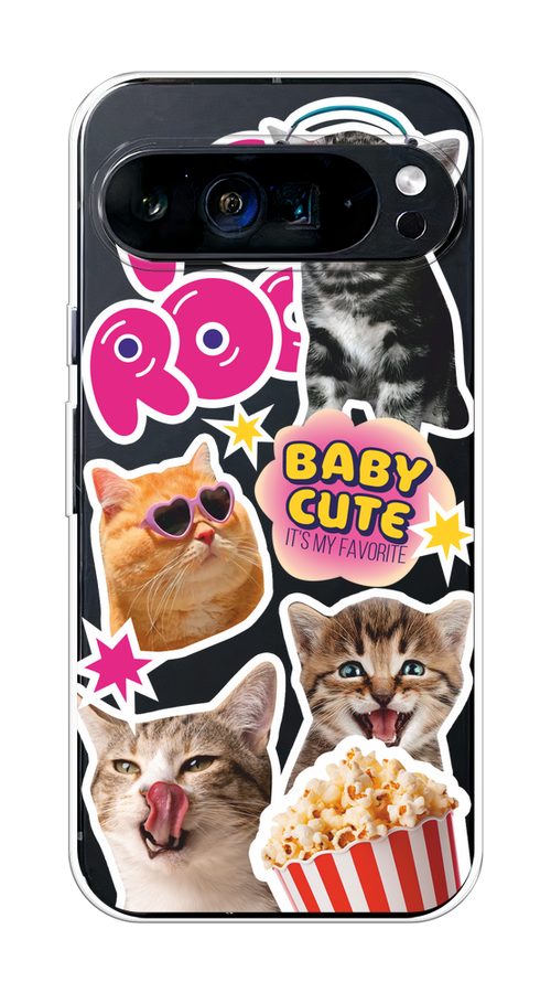 

Чехол на Google Pixel 9 Pro XL "Popcorn cats", Серый;коричневый;розовый, 272150-1