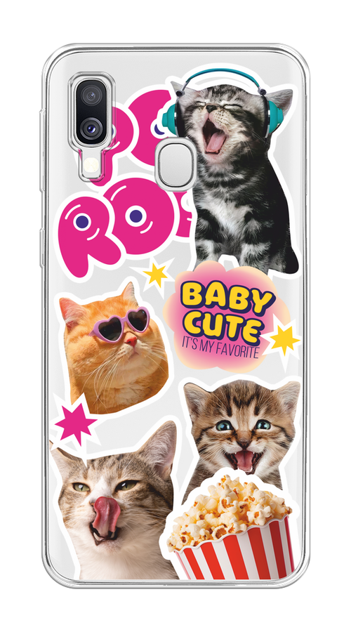 

Чехол на Samsung Galaxy A40 "Popcorn cats", Серый;коричневый;розовый, 28050-1