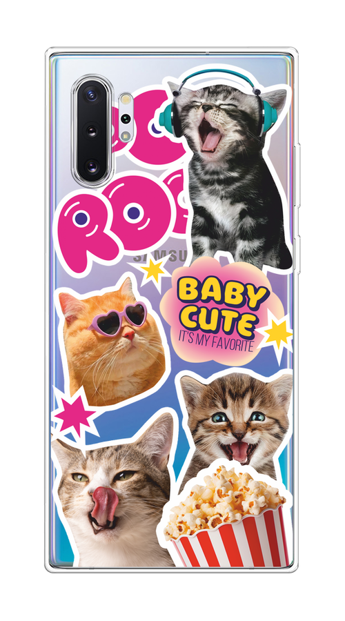 

Чехол на Samsung Galaxy Note 10 Plus "Popcorn cats", Серый;коричневый;розовый, 28550-1