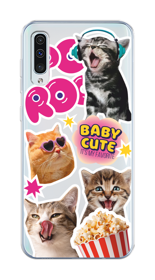 

Чехол на Samsung Galaxy A50/A30S "Popcorn cats", Серый;коричневый;розовый, 28850-1