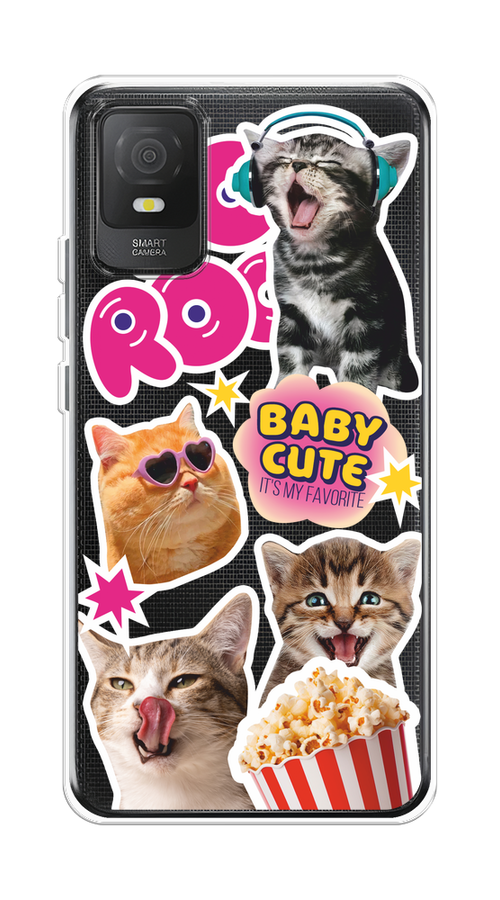 

Чехол на TCL 403 "Popcorn cats", Серый;коричневый;розовый, 291650-1