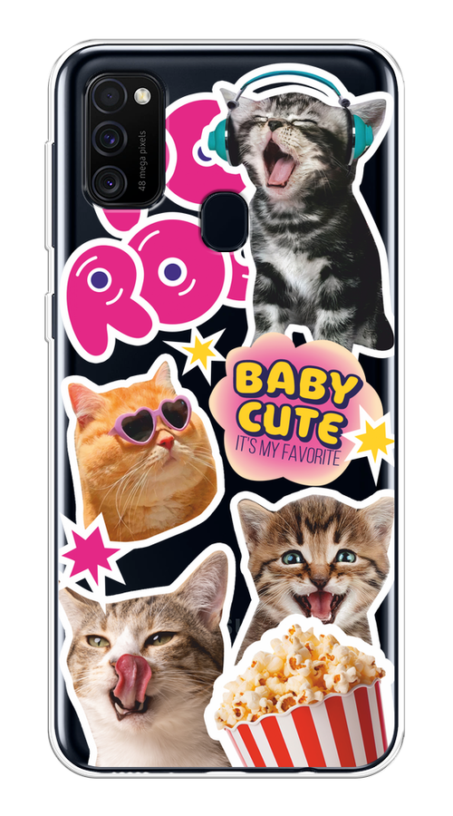 

Чехол на Samsung Galaxy M21/M30s "Popcorn cats", Серый;коричневый;розовый, 29750-1