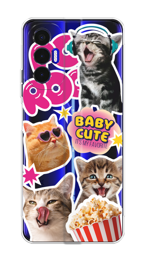 

Чехол на Tecno Pova 3 "Popcorn cats", Серый;коричневый;розовый, 301550-1