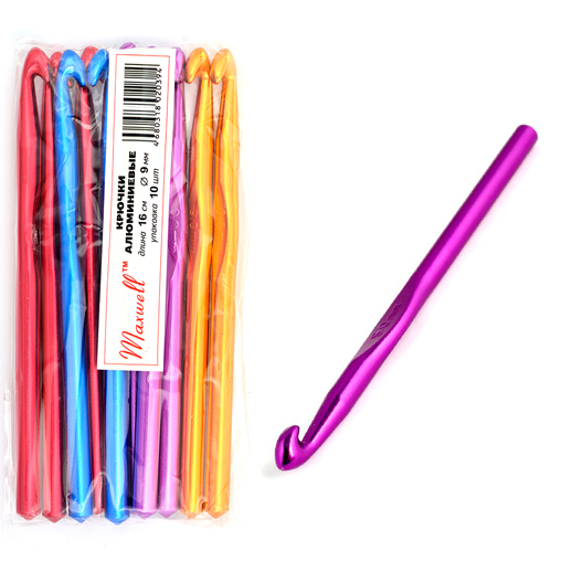 

Крючки для вязания алюминиевые Maxwell Colors 9,0мм, Разноцветный, ALCH04.MX