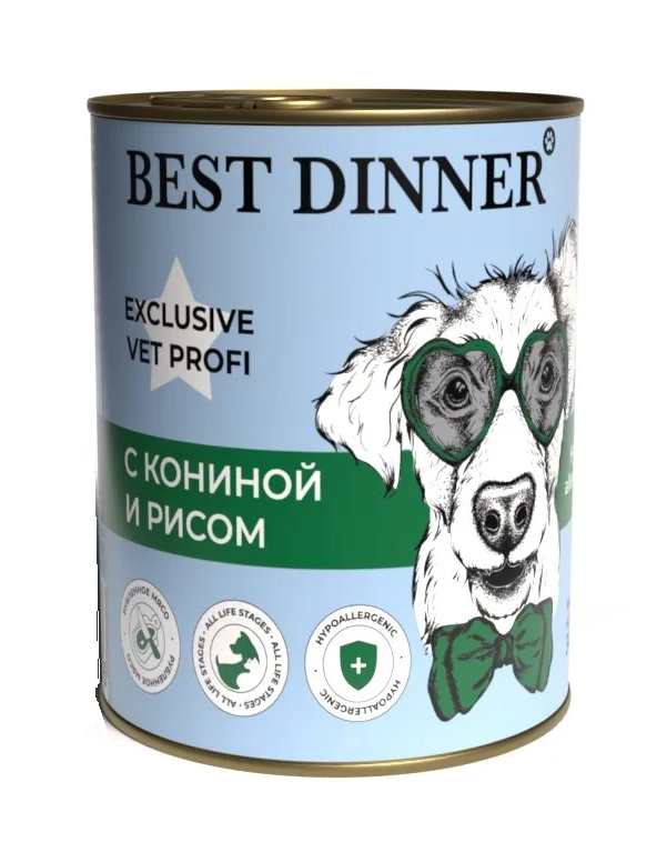 

Консервы для собак Best Dinner Exclusive Hypoallergenic конина, 340 г