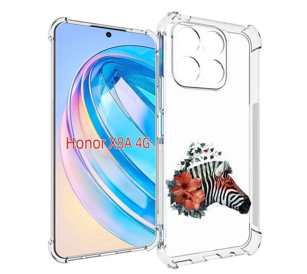 

Чехол MyPads Зебра с цветами для Honor X8a, Tocco