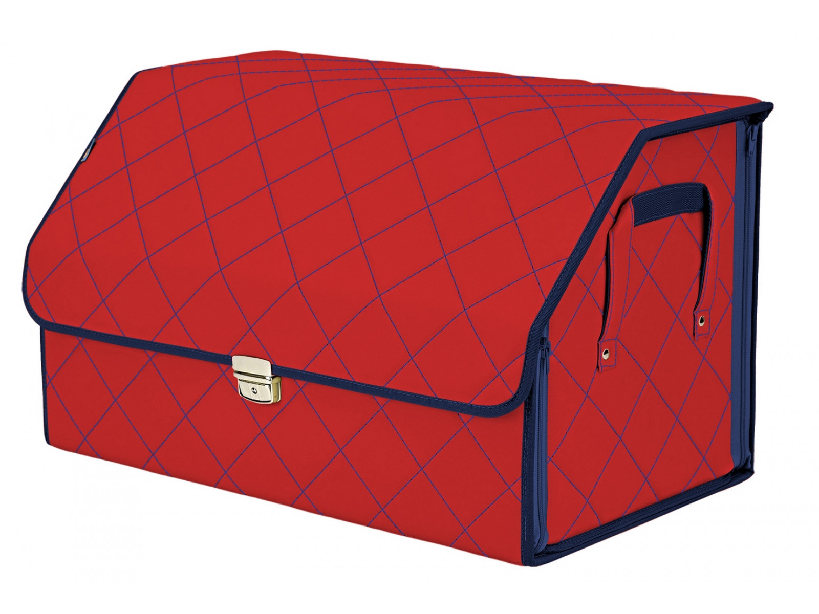 фото Органайзер-саквояж в багажник союз премиум (размер xl), красный с синей прострочкой ромб. a&p